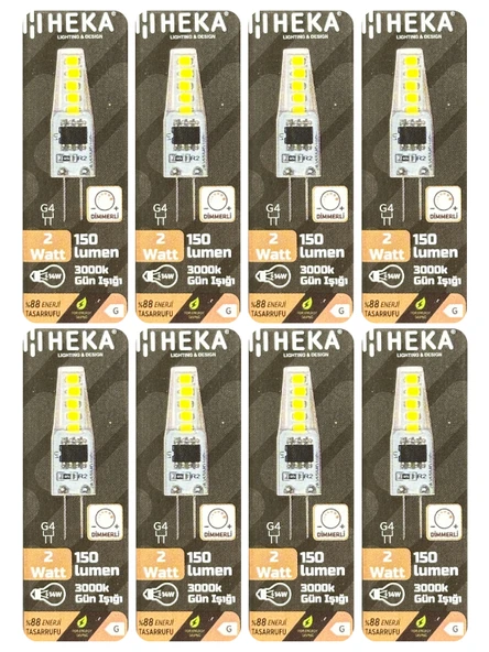 (8 Adet) Heka 2W (14W) 3000K (Sarı Işık) G4 Duylu Dim Edilebilir Led Kapsül Ampul ürün görseli
