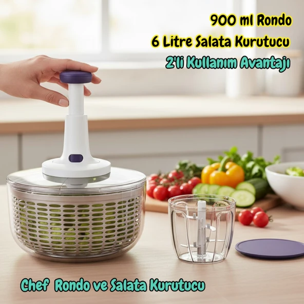 Technow Vip Ahmet VP-907 900 ml Chef Rondo & 6 Litre Salata Kurutucu ürün görseli