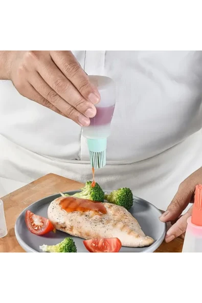 1 Adet Pratik Mini Yağlık Mini Hazneli Yağlık Yağ Sos Ve Yumurta Fırçası Silikon Fırçalı Yağdanlık - 4