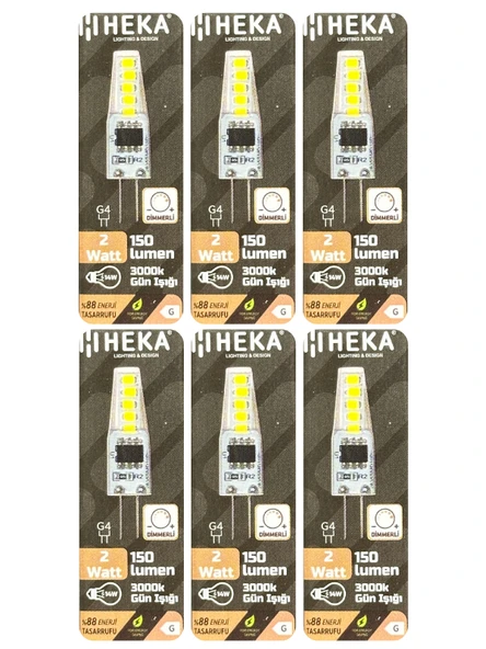 (6 Adet) Heka 2W (14W) 3000K (Sarı Işık) G4 Duylu Dim Edilebilir Led Kapsül Ampul ürün görseli 1