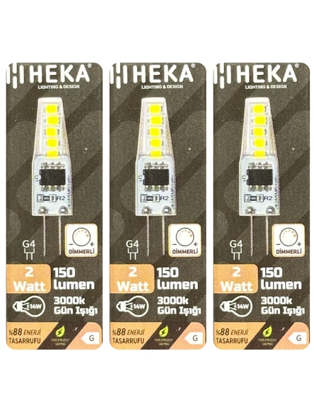 (3 Adet) Heka 2W (14W) 3000K (Sarı Işık) G4 Duylu Dim Edilebilir Led Kapsül Ampul ürün görseli