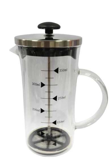 Metal Kapaklı French Press 350 ML Bitki Çay Demleme Kupası Çift Kapaklı Metal ve Plastik Kapak - 6