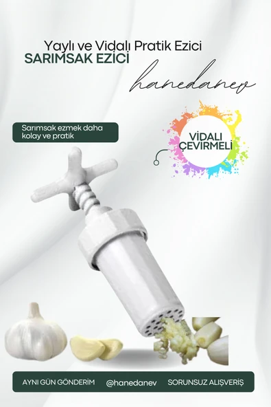 Vidalı Sarımsak Ezici - Çevirmeli Sarımsak Ezeceği Plastik