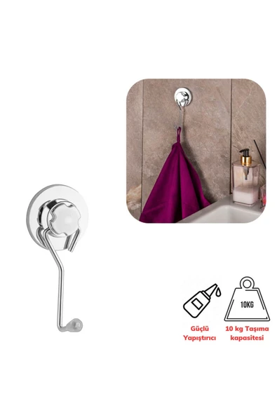 Vidasız Ultra Güçlü Yapıştırma Lüks Krom Tekli Havlu Askılık - Çok Amaçlı Askı - Tüp Yapıştırıcılı - 2
