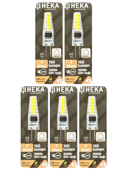 (5 Adet) Heka 2W (14W) 3000K (Sarı Işık) G4 Duylu Dim Edilebilir Led Kapsül Ampul ürün görseli 1