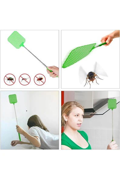 Teleskopik Sineklik Aparatı Açılır Kapanır Uzayabilen Sinek Avcısı Sinek Kovucu Sinek Raketi Şaplak - 4