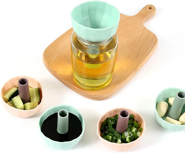 Silikon Süzgeçli Huni - Çok Amaçlı Şişe Kavanoz Hunisi - Sosluk veya Huni Olarak Kullanım - 8