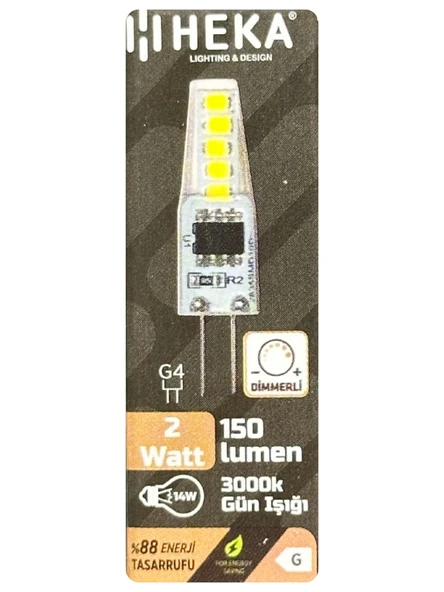 (2 Adet) Heka 2W (14W) 3000K (Sarı Işık) G4 Duylu Dim Edilebilir Led Kapsül Ampul - Resim 2