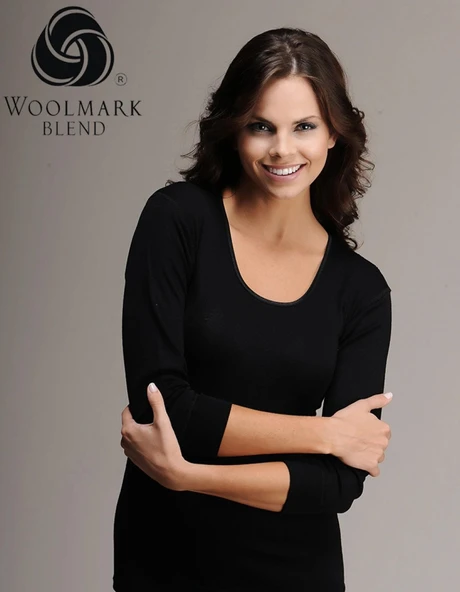 Hasyün Kadın Siyah Ribana Biyeli Yün Uzun KolluFanila Atlet İçlik 4009S  - 1 Adet  Siyah S - M - Resim 2