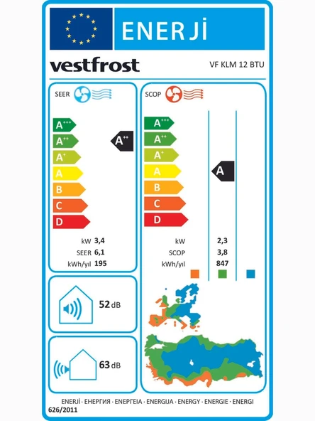 Vestfrost VF KLM 12 A++ 12000 BTU Inverter Duvar Tipi Klima - Resim 4