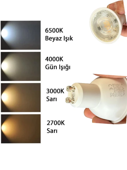 (4 Adet) Cata 8W (50W) 3000K (Sarı Işık) GU10 Duylu Led Spot Ampul - Resim 5