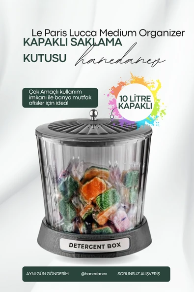 Lucca Medium Organizer Akrilik Lüx Patates Soğan & Deterjan Saklama Kabı Kapaklı 20x23 Cm