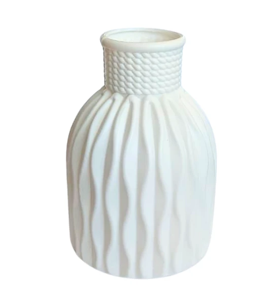 Kendinden Desenli Dar Ağızlı Plastik Vazo - Çok Amaçlı Kalemlik Fırçalık Vazo 12,5 x 8,5 Cm - 5