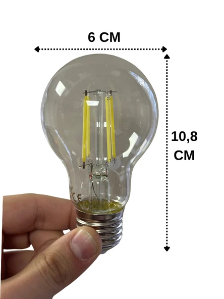(3 Adet) Heka 6W (51W) 6500K (Beyaz Işık) E27 Duylu (Kalın Duy) Led Şeffaf Ampul - Resim 3