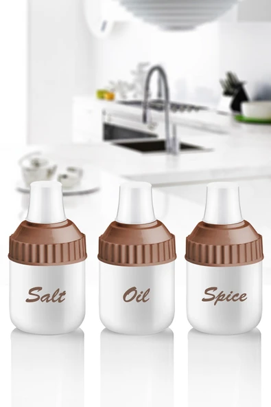 3 Parça Cam Yağlık Cam Tuzluk Cam Baharatlık 212 ML Mutfak Seti 7x14 Cm - 2