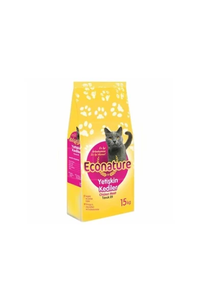 Econature Yetişkin Kuru Kedi Maması (Adult Cat) Sarı Ambalaj Tavuk Etli 15 KG