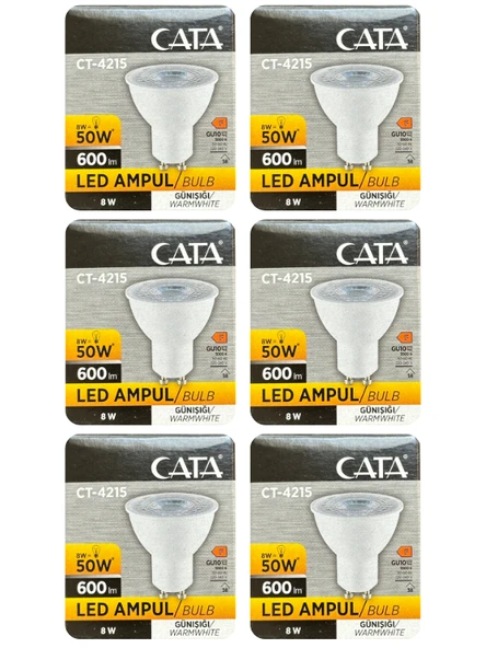 (6 Adet) Cata 8W (50W) 3000K (Sarı Işık) GU10 Duylu Led Spot Ampul ürün görseli