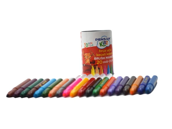 Pensan Kidz Fırça Uçlu Keçeli Kalem 20 Renk Kavanozlu - Resim 6
