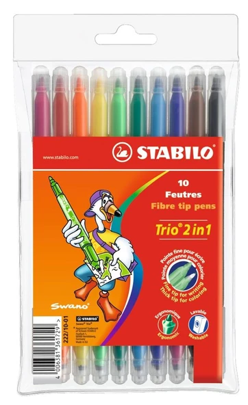 Stabilo Trio 2in1 Çift Uçlu Keçeli Kalem 10 Renk 22210-01 ürün görseli