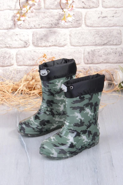 Fort 7061 Asker Figürlü İçi Peluşlu Su Geçirmez Erkek Çocuk Kar Yağmur Çizmesi - Resim 4