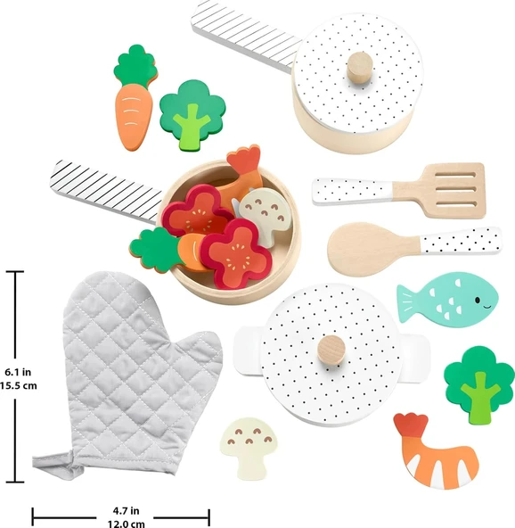 Fisher-Price Ahşap Mutfak Seti Okul öncesi çağdaki çocuklar için 19 parçalı Fisher-Price Ahşap Mutfak Seti HXT83 - 2