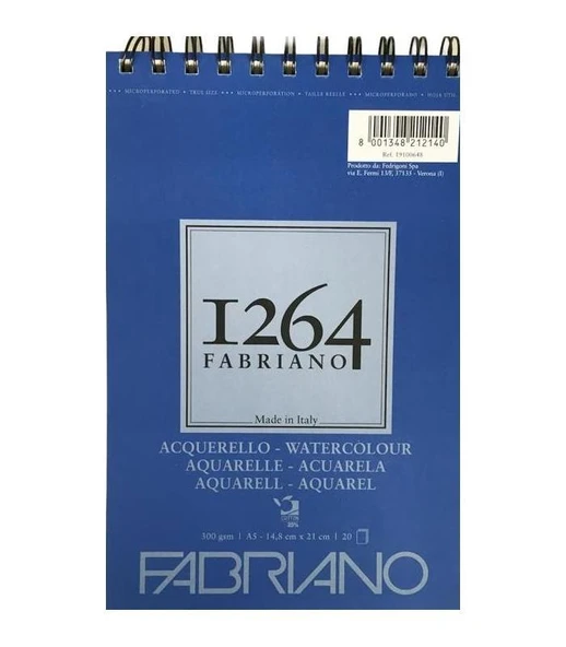 FABRİANO 1264 WATERCOLOUR 300 GR A5 20 YAPRAK SPİRALLİ ÇİZİM DEFTERİ ürün görseli