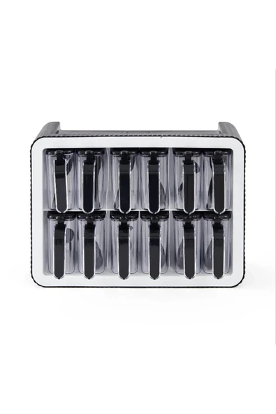 12'li Baharatlık Takımı Standlı Kendinden Yapışkanlı Kaşıklı ve Kapaklı Baharatlık Seti - 2