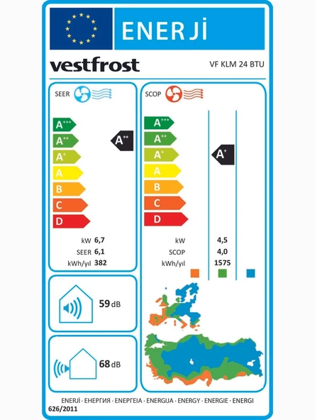 Vestfrost VF KLM 24 A++ 24000 BTU Inverter Duvar Tipi Klima - Resim 5