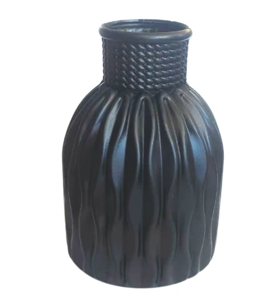 Kendinden Desenli Dar Ağızlı Plastik Vazo - Çok Amaçlı Kalemlik Fırçalık Vazo 12,5 x 8,5 Cm - 6