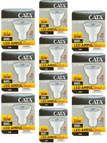 (10 Adet) Cata 8W (50W) 3000K (Sarı Işık) GU10 Duylu Led Spot Ampul ürün görseli 1