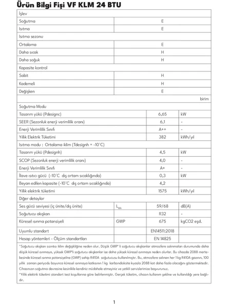 Vestfrost VF KLM 24 A++ 24000 BTU Inverter Duvar Tipi Klima - Resim 4