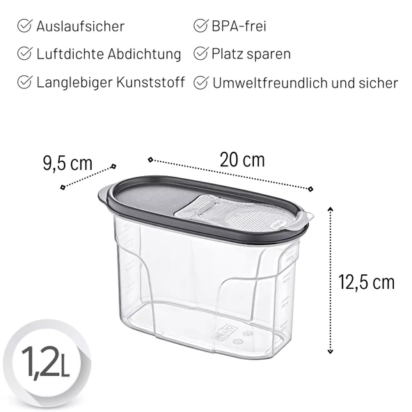 Embox Çift Kapak Sistemli Erzak Kabı - Hava Aldırmaz Kapaklı Saklama Kabı 1200 ML 12 x 20 Cm - 4