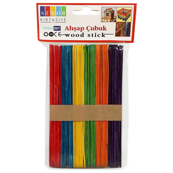 Südor Ahşap Renkli Geniş Dondurma Çubuğu Abeslang (50 adet) ürün görseli