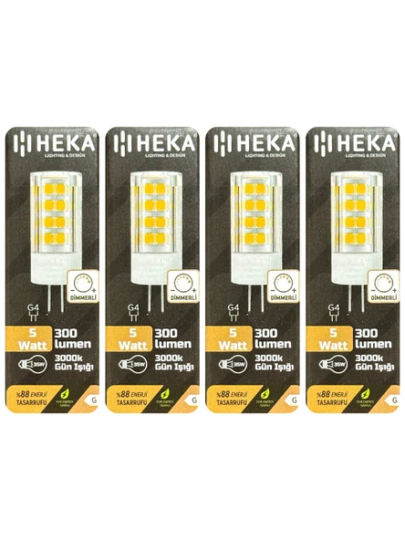 (4 Adet) Heka 5W (35W) 3000K (Sarı Işık) G4 Duylu Dim Edilebilir Led Kapsül Ampul ürün görseli 1