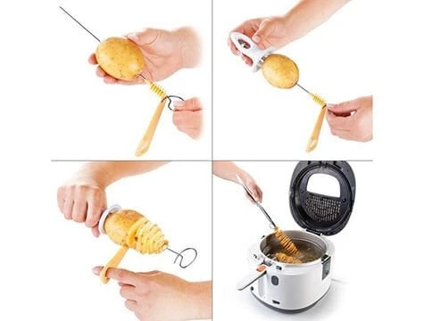 Spiral Patates Dilimleyici Aparat Çubukta Patates Cips Yapma - Resim 2