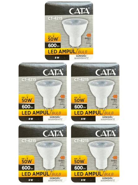 (5 Adet) Cata 8W (50W) 3000K (Sarı Işık) GU10 Duylu Led Spot Ampul ürün görseli