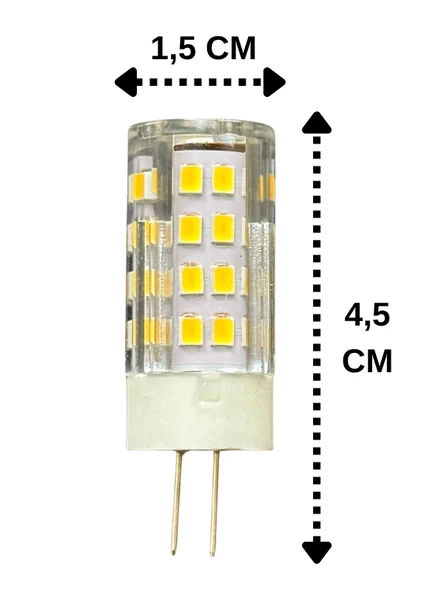 (5 Adet) Heka 5W (35W) 3000K (Sarı Işık) G4 Duylu Dim Edilebilir Led Kapsül Ampul - Resim 3