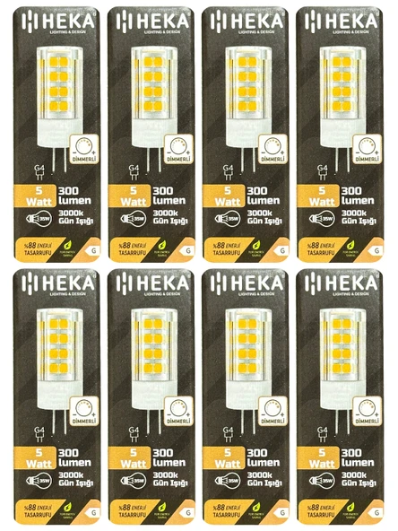 (8 Adet) Heka 5W (35W) 3000K (Sarı Işık) G4 Duylu Dim Edilebilir Led Kapsül Ampul ürün görseli 1