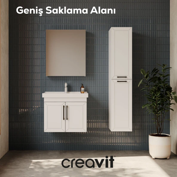 D20 65 Cm Kapaklı Lavabo Dolabı Beyaz Lake - Resim 2