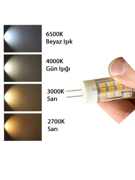 (4 Adet) Heka 5W (35W) 3000K (Sarı Işık) G4 Duylu Dim Edilebilir Led Kapsül Ampul - Resim 5