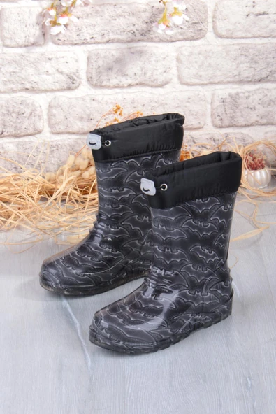Fort 7061 Yarasa Figürlü İçi Peluşlu Su Geçirmez Erkek Çocuk Kar Yağmur Çizmesi - Resim 4