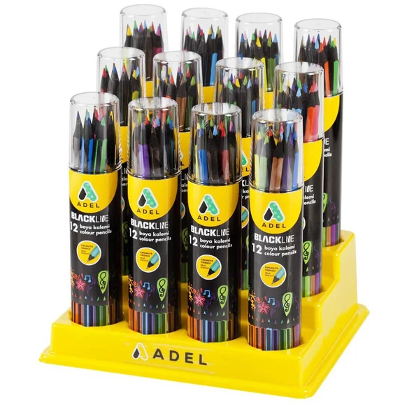 Adel Blackline Boya Kalemi 12 Renk Metal Tüp - Resim 3