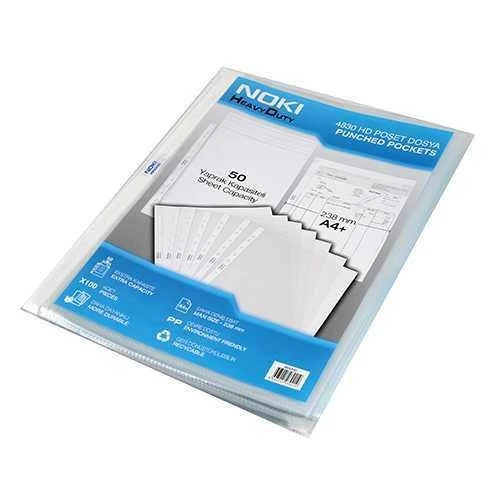 Noki Poşet Dosya HD 100 LÜ A4 Buzlu Şeffaf 4830HD - Resim 2