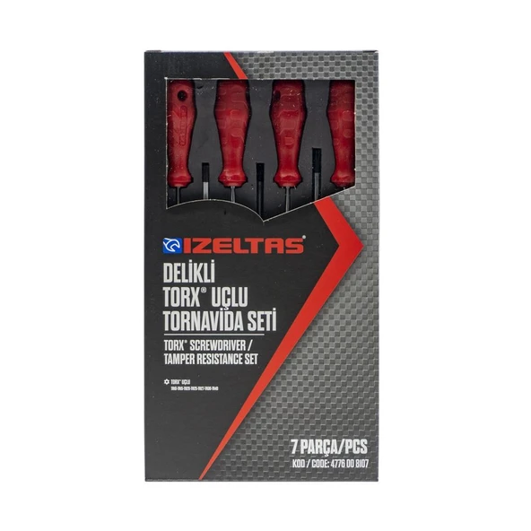 İzeltaş Delikli Torx Uçlu Tornavida Seti (7 Parça) ürün görseli