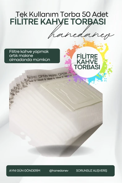 Filtre Kahve Torbası 50 Adet Boş Pratik Filtre Kahve Kağıdı