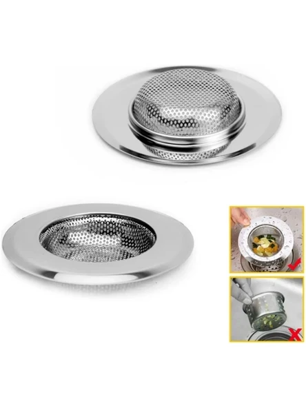 1 Adet Pratik Paslanmaz Çelik Lavabo Süzgeci 9 cm Çelik Mutfak Lavabo Süzgeci Evye Süzgeç - 7