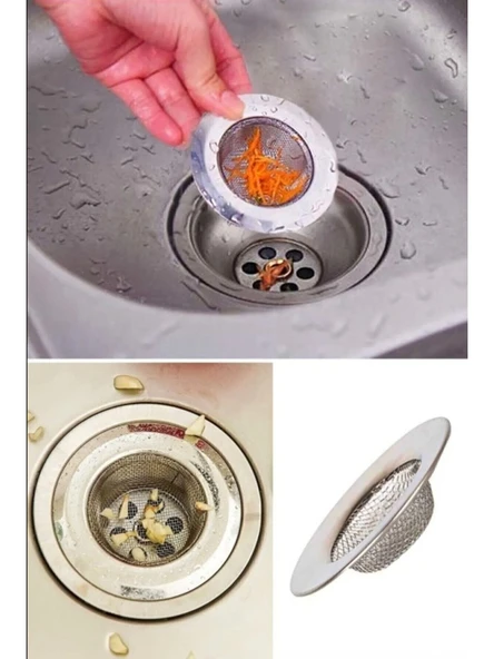 1 Adet Pratik Paslanmaz Çelik Lavabo Süzgeci 11,5 cm Çelik Mutfak Lavabo Süzgeci Evye Süzgeç - 4
