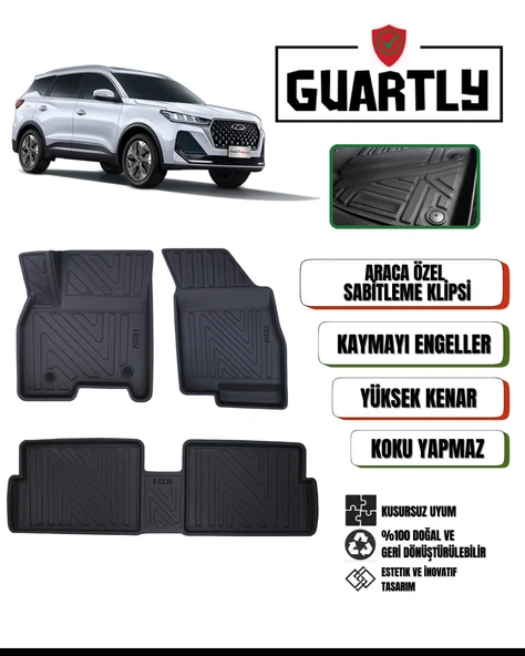 Guartly Chery Tiggo 7 2020 ve Sonrası Için Araca Özel 4d Premium Havuzlu Paspas Takımı