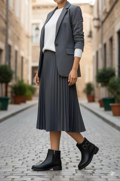 Pierre Cardin 54910 Rahat Sıcak Astar Toka Detaylı Kısa Kadın Bot - Resim 3