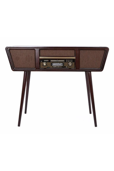 Gramofon Nostaljik Ahşap Standlı Pikap Plak Çalar Radyo Bluetooth Usb 100cm C0999 - 9